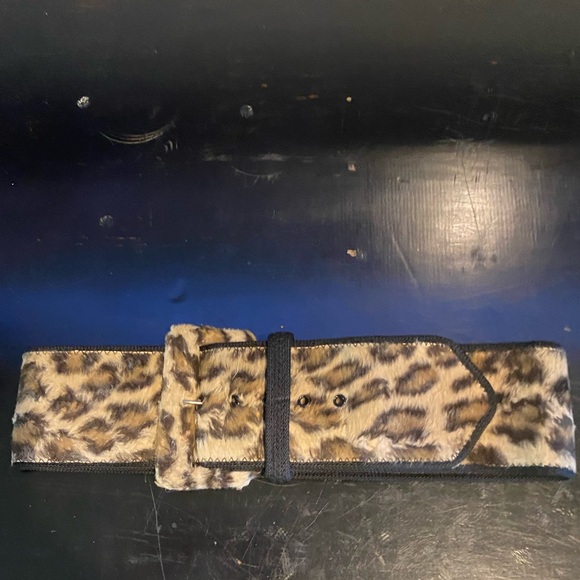🐆OMO NORMA KAMALI VINTAGE BELT FAKE FUR LEOPARD 🐆 - Picture 1 of 8